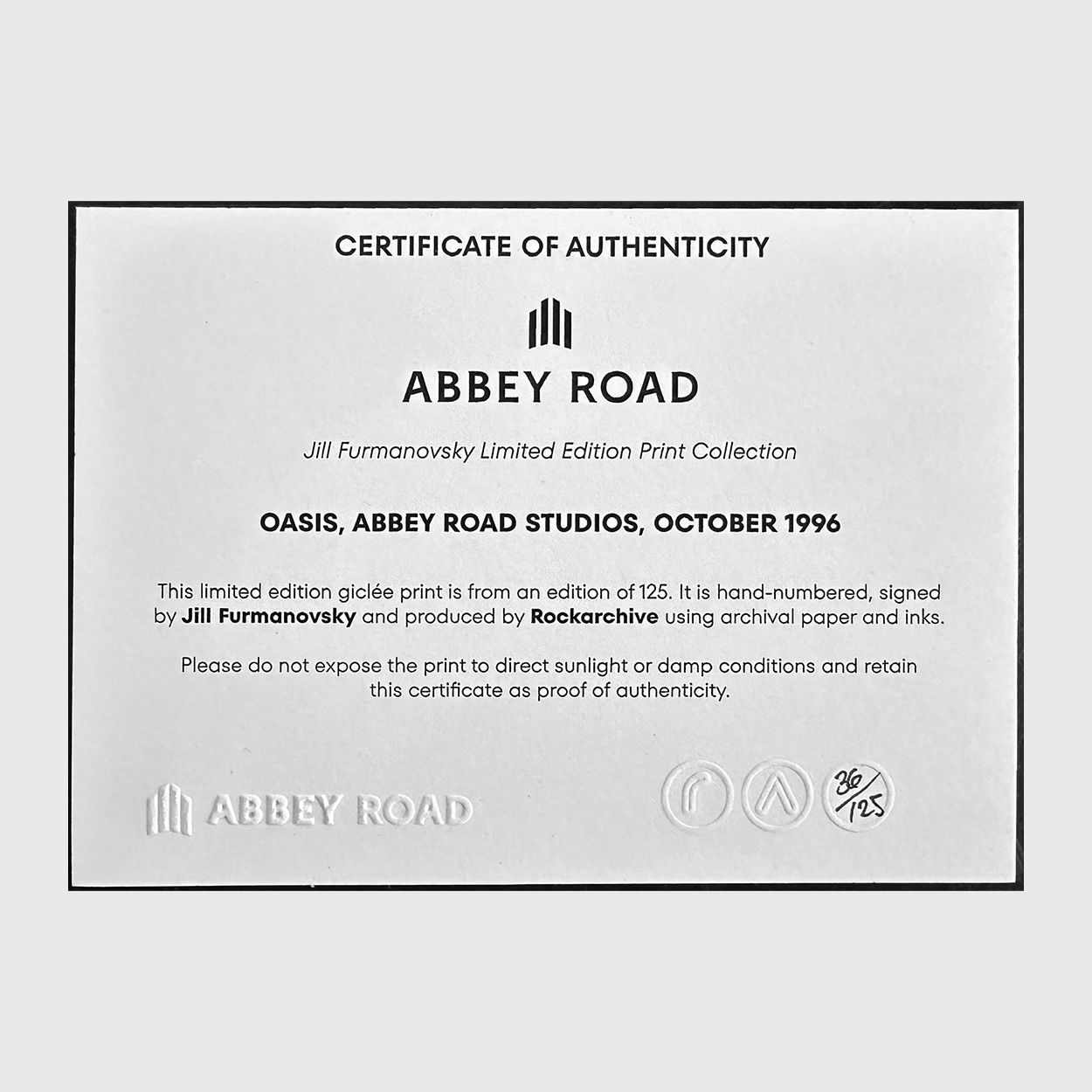 Abbey Road Studios - Oasis Noel Studio Two Limited Edition Print by Jill Furmanovsky