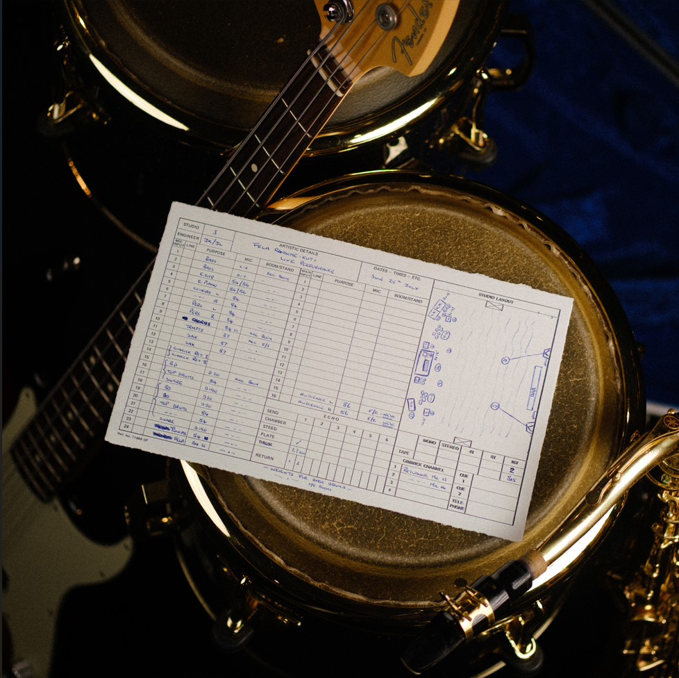 Fela Kuti - Abbey Road Studios Fela Kuti Session Sheet