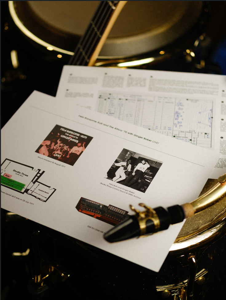 Fela Kuti - Abbey Road Studios Fela Kuti Session Sheet
