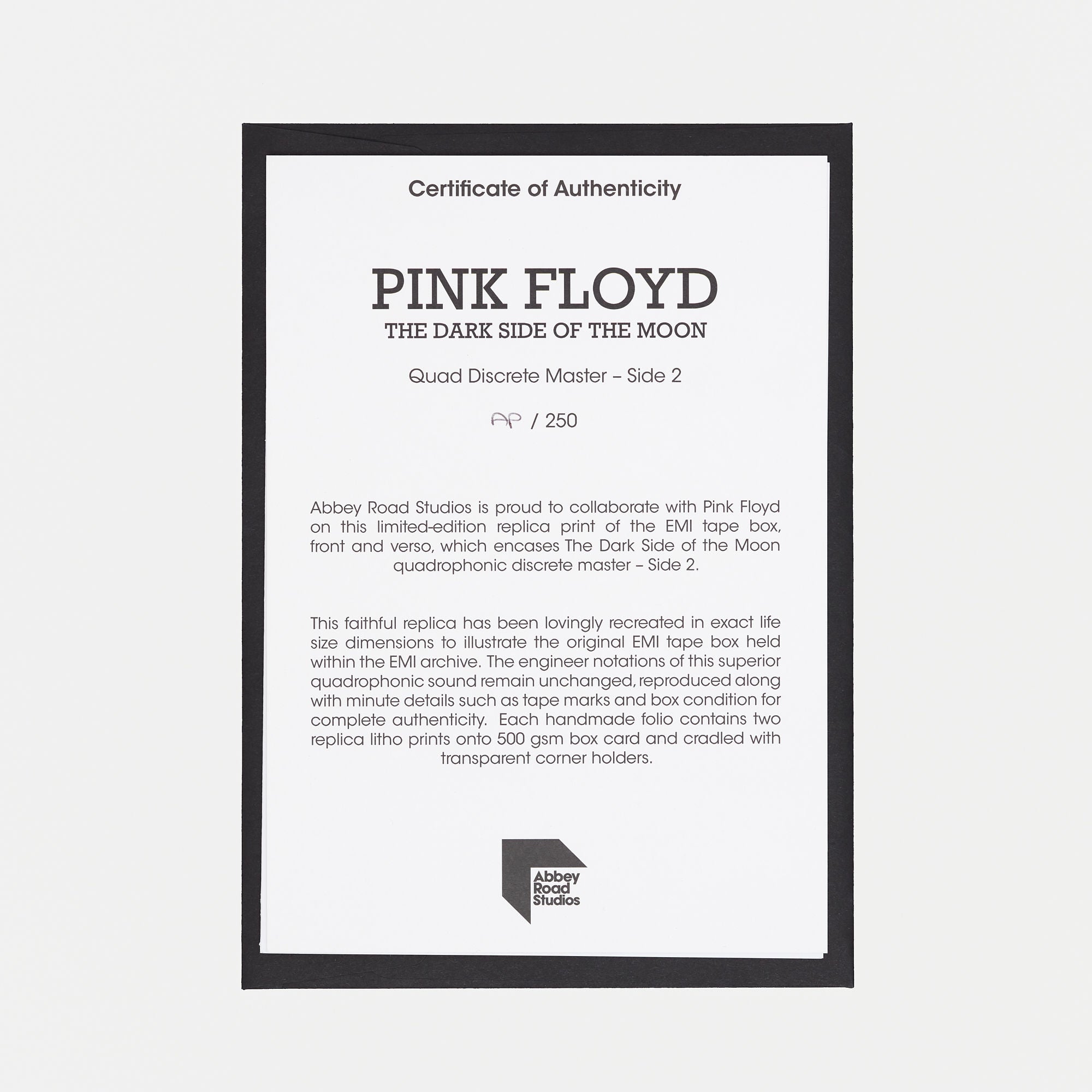 Abbey Road Studios - Pink Floyd The Dark Side of the Moon EMI Tape Box Folio - Side Two